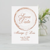 Gouden Boomstam Log Bewaar de Datum Gedrukt Folie Uitnodiging (Staand Voorkant)