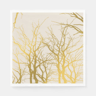 Gouden Boomtakken Patroon Beige Achtergrond Servet