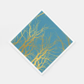 Gouden Boomtakken Patroon Blauwe Achtergrond Servet (Hoek)