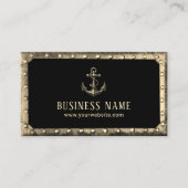  gouden bootanker Metal Framed Black Visitekaartje (Voorkant)