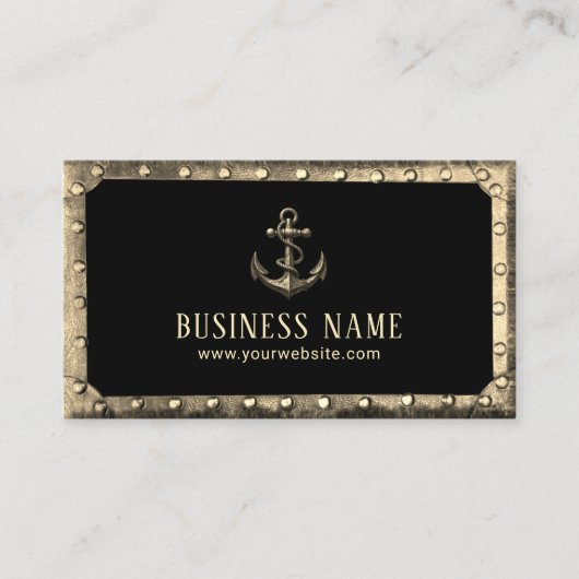  gouden bootanker Metal Framed Black Visitekaartje (Voorkant)