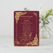 Gouden Bordeaux Bewerkbare Menu met QR-code (Staand voorkant)
