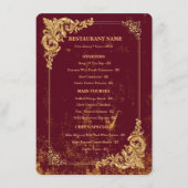 Gouden Bordeaux Bewerkbare Menu met QR-code (Voorkant)