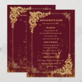 Gouden Bordeaux Bewerkbare Menu met QR-code (Voorkant / Achterkant)