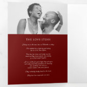 Gouden bordeaux monogram krans toewijding bruiloft drieluik programma (Binnenzijde eerst)