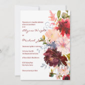 Gouden bordeaux rood roze bloem boeket Trouwen Kaart (Voorkant)