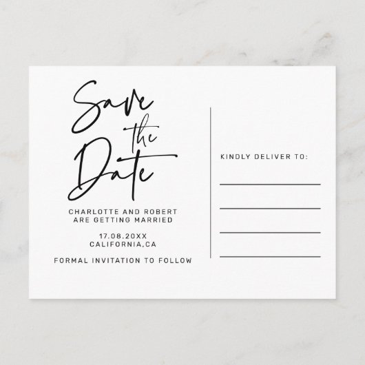 Gouden bordeaux script foto bruiloft save the date aankondigingskaart (Achterkant)