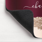 Gouden bordeauxrode agaat marmeren naamschrift muismat (Hoek)