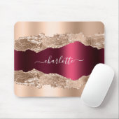 Gouden bordeauxrode agaat marmeren naamschrift muismat (Met muis)