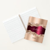 Gouden bordeauxrode agaat marmeren naamschrift notitieboek (Binnen)