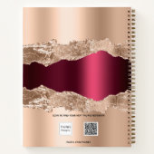 Gouden bordeauxrode agaat marmeren naamschrift notitieboek (Achterkant)