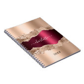 Gouden bordeauxrode agaat marmeren naamschrift notitieboek (Rechterzijde)