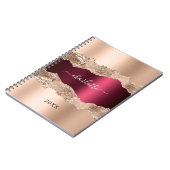 Gouden bordeauxrode agaat marmeren naamschrift notitieboek (Linkerzijde)