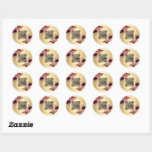 Gouden bordeauxrode bloemen geometrische QR bruilo Ronde Sticker (Vel)