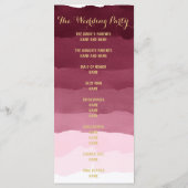 Gouden bordeauxrode waterverf ombre Trouwprogramma Programmakaart (Achterkant)