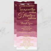 Gouden bordeauxrode waterverf ombre Trouwprogramma Programmakaart (Voorkant / Achterkant)