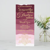 Gouden bordeauxrode waterverf ombre Trouwprogramma Programmakaart (Staand voorkant)