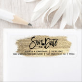 Gouden Borstel BEWAAR DE DATUM Bruiloft Retouradre Etiket (Insitu)