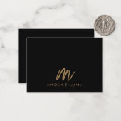 Gouden borstel geschilderd Monogram Script Naam Zw Notitiekaartje (Voorkant / Achterkant in situ)