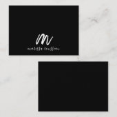 Gouden borstel geschilderd Monogram Script Naam Zw Notitiekaartje (Voorkant / Achterkant)