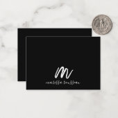 Gouden borstel geschilderd Monogram Script Naam Zw Notitiekaartje (Voorkant / Achterkant in situ)