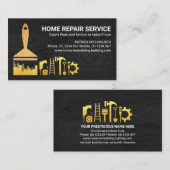 Gouden Borstel Handyman Gereedschap op Hout Visitekaartje (Voorkant / Achterkant)