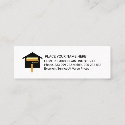 Gouden borstel het Schilderen Nieuwe Verf Mini Visitekaartje (Achterkant)