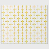 Gouden Borstel Kruis Christelijk Religieus Kruisbe Cadeaupapier (Vlak)