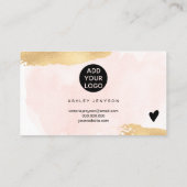 Gouden borstel roze waterverf logo bestelling dank visitekaartje (Achterkant)