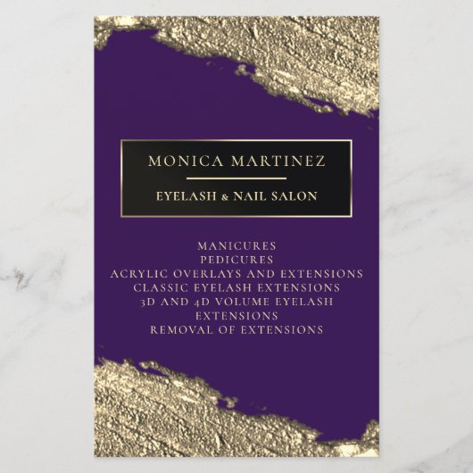 Gouden borstel vlek elegante paarse flyer (Voorkant)