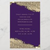 Gouden borstel vlek elegante paarse flyer (Achterkant)