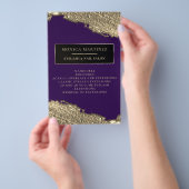 Gouden borstel vlek elegante paarse flyer (Hand)