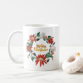 Gouden Borstelschrift Kerstbloemenguirlande Koffiemok