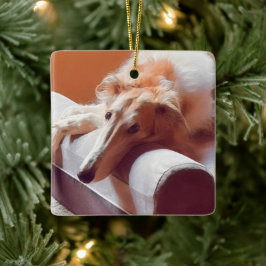 Gouden Borzoi Kerst Ornament