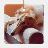 Gouden Borzoi Kerst Ornament (Achterkant)