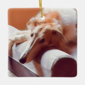 Gouden Borzoi Kerst Ornament (Voorkant)