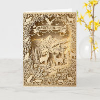 Gouden bos hert geprägte Gelukkige Verjaardag