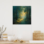 Gouden Bospad – Rustig Natuur Landschapskunst Poster (Keuken)