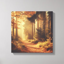 Gouden Bospad – Vintage Natuur Canvas Kunst
