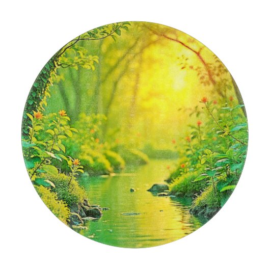 Gouden Bosstroom Vredige Kunst Snijplank (Voorkant)