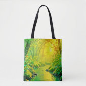 Gouden Bosstroom Vredige Kunst Tote Bag (Voorkant)