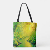 Gouden Bosstroom Vredige Kunst Tote Bag (Achterkant)