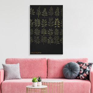 Gouden Botanisch Archief Raster Museumkwaliteit Ca Canvas Afdruk