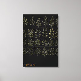 Gouden Botanisch Archief Raster Museumkwaliteit Ca Canvas Afdruk