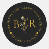 Gouden botanische aangepaste folie monogram ronde sticker (Voorkant)