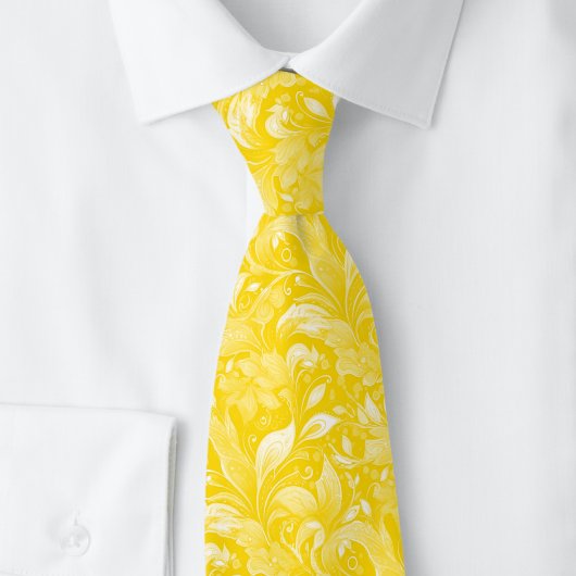 Gouden botanische batik stropdas