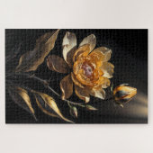 Gouden Botanische Bloem Kunstpuzzel Legpuzzel (Horizontaal)