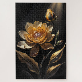 Gouden Botanische Bloem Kunstpuzzel Legpuzzel
