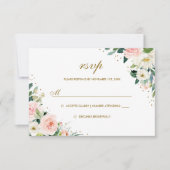 Gouden Botanische Blush Bloemen Huwelijk RSVP (Voorkant)