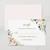 Gouden Botanische Blush Bloemen Huwelijk RSVP (Voorkant / Achterkant)